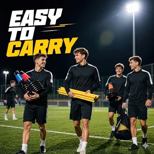 9 Inch Agility Training Cones with Poles, 10PCS Set Soccer Basketball Practice Cones for Speed Footwork and Coordination Drills