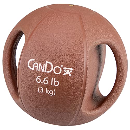 CanDo Molded Dual-Handle Medicine Ball for Strength Training, Core Workouts, Warmups, Cardio, and Plyometrics with Handles for Home and Clinic Use - style: a) 6.6 lb