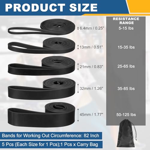 Resistance Bands for Working Out, Pull Up Bands, Pull Up Assistance Straps with Carry Bag for Home/Gym - color: Black
