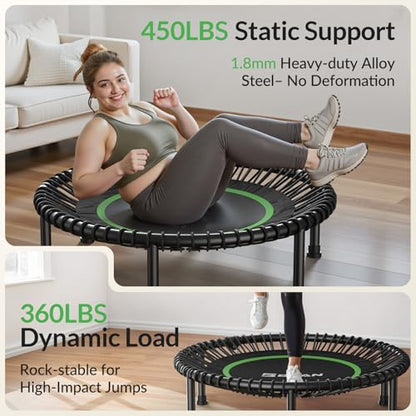 BCAN BT2 Mini Rebounder Trampoline for Adults|Bungee|No Handle|FED Fitness - color: 40-Green, size: 40IN