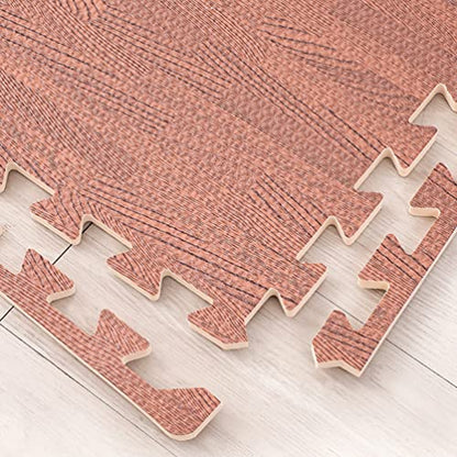 FixtureDisplays® Interlocking Exercise Mat, 1/2 Inch, 24x24 Inch Dark Wood Grain EVA Foam Floor Tiles – for Home Gym, Fitness Equipment Mat, Kids Play Mat, 25-Packs (100 Sq Ft) 119950NEW-NF