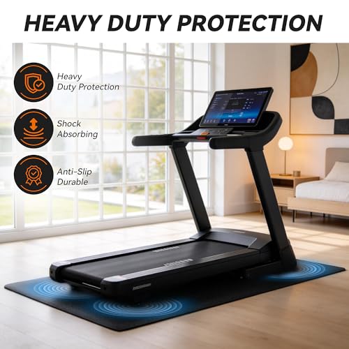 Treadmill Mat for Carpet &Hardwood Floors, 79" × 39.4" 0.2" Thick High Density, Non-Slip Fitness Equipment Mat, Mat for Under Treadmills, Elliptical, Exercise Bikes, Stationary Cycles - size: 79"L x 39.4"W x 0.2"Th