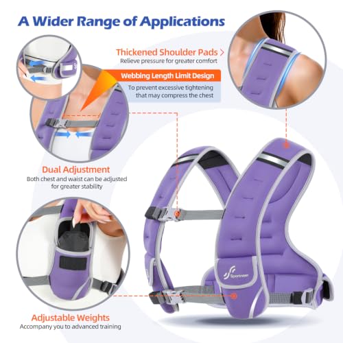 Sportneer Adjustable Weighted Vest Woman: 6-10lb/10-18lb Weighted Vests - color: Purple, size: 6-10 lbs