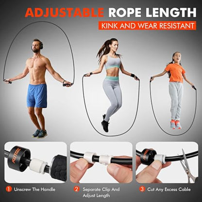 KUTIZE Jump Rope, Weighted Jump Rope for Men Women, Adjustable 1lb Heavy Skipping Ropes, Suitable for Boxing, Cardio, Home Fitness, Training Muscle, Home Gym Workout Equipment for Full Body Exercise - style: Black Jump Rope-1LB