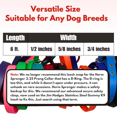 Gummy K9 Dog Leash, Biothane, Dog Training Leash, Made in The USA, 6 Feet, Various Sizes & Colors (1/2, Green)