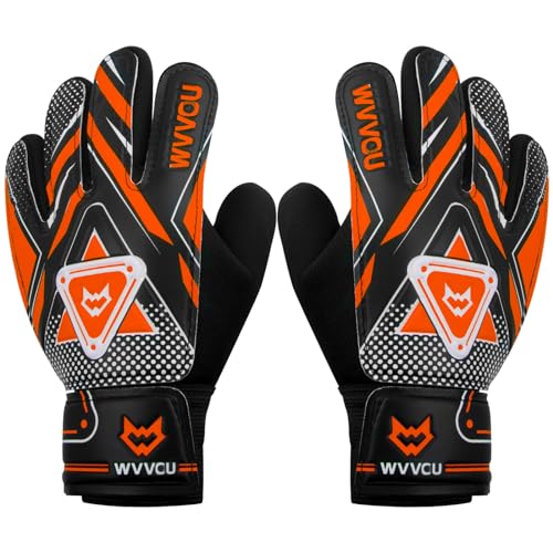 WVVOU Kids Goalie Gloves Soccer,Goalkeeper Gloves for Kids 8-12,Goalie Gloves Youth with Double Protection,Super Grip Anti-Slip Palm for All-Weather Training & Match Play - color: Red, size: 6