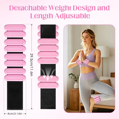 Wrist Weights for Women & Men, 2lb Silicone Wrist Ankle Weights - color: Pink