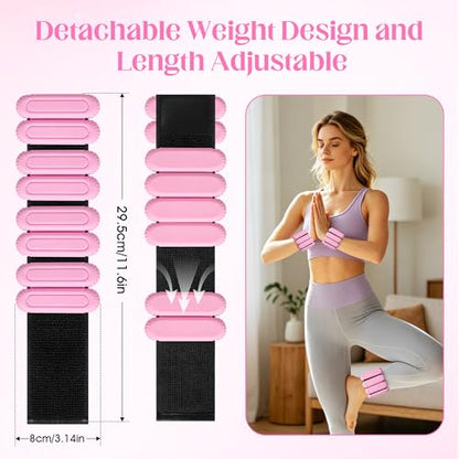Wrist Weights for Women & Men, 2lb Silicone Wrist Ankle Weights - color: Pink