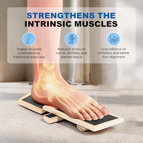 Ankle Balance Board Foot Strengthener, Adjustable Stability Trainer for Balance Training & Mobility, Non Slip Wooden Board for Posture, Coordination & Physical Therapy Exercises