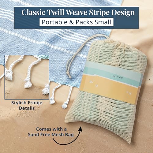 LANE LINEN Beach Blanket Sand Free, Picnic & Cotton Beach Towel - Sky Blue - color: 03: Sky Blue, size: Beach Blanket (82" x 82")