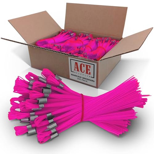 ACE Supply Pink Marking Whiskers - 250 Pack - Durable Marking Whisker Set - Use Survey Whiskers As Survey Stakes, Construction Markers, Or Trail Markers - color: Pink, size: 250 Pack