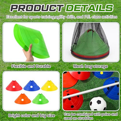 Jumbo Soccer Cones Big Training Disc Cone - color: red, yellow, blue, green, and orange