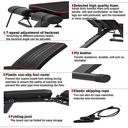 Weight Bench Adjustable Foldable Compact Workout Bench for Home Gym Multifunctional Bench Press Full Body Workout Equipment for Strength Training