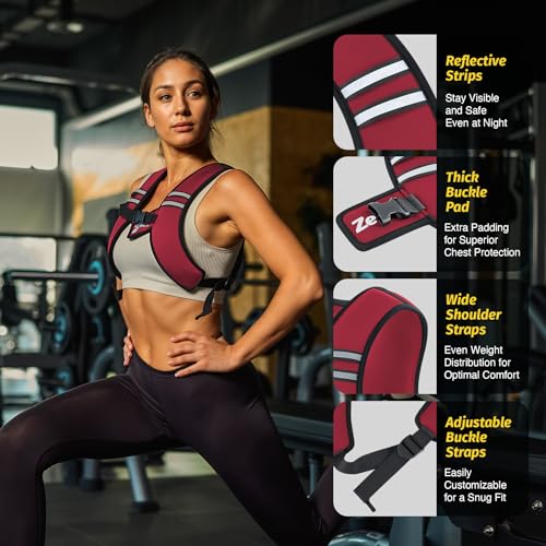Zelus Weighted Vest for Women Men, Washable Z-Fit Weighted Vest 5/10/15lb - color: Red, size: 5 LB