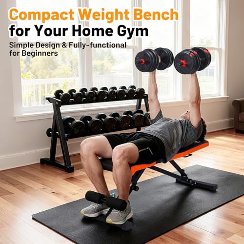 GarveeLife Adjustable Weight Bench, 800 LB Capacity Heavy Duty Workout Bench Press Decline/Flat/Incline for Home Gym Strength Training, Full Body Workout, Quick Fold Space Saving