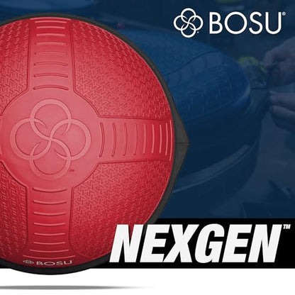 BOSU Nexgen Balance Trainer, Half-Ball Training Equipment, 65 cm Diameter, 300 lb Capacity - Burst-Resistant Stability Exercise Tool w/Non-Slip Base, Includes Hand Pump, Commercial-Grade - color: Neon Flare/Black