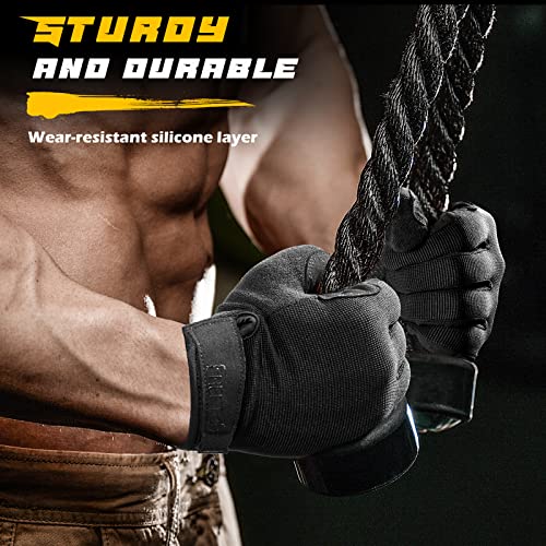 FREETOO Full-Finger Workout Gloves for Men, Padded Gym Gloves with Grip - size: Medium