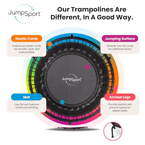 JumpSport 39" Premium Fitness Trampoline Exercise Rebounder 30 Adjustable Bungees 275 lb Wt. Rating