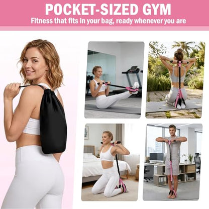 Upgraded Pedal Resistance Band with Handles, Upgraded Latex Exercise Band with Soft Non-Slip Foot Pedals, Full-Body Workout Equipment for Home Gym, Core Training, Pilates, Yoga