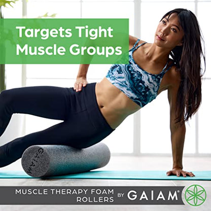 Gaiam Restore Foam Roller for Muscle Massage - Deep Tissue Muscle Massager for Sore Muscles & Stimulation - Total Body Pain Relief, Back, Neck, Foot, Calf, Leg, Arm (18 Inch and 36 Inch) - size: 18-Inch, style: 18" Roller (Grey)