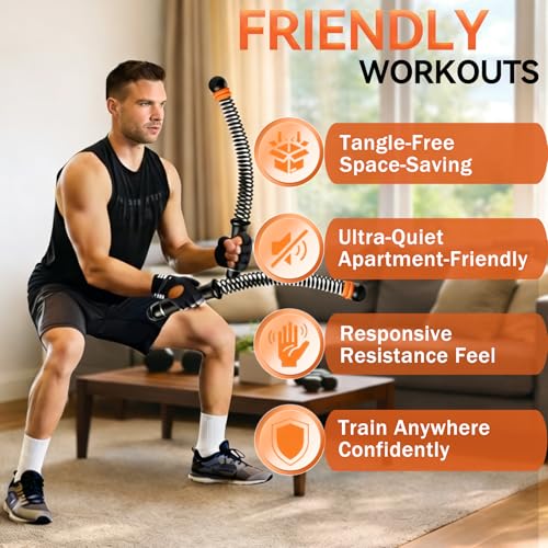 Cordless Battle Ropes Adjustable Trainer, Ropeless Weighted Portable Exercise Equipment for Home Gym Workouts, Compact Arm Strength for Men Women, Heavy Flex Rope Stick Fitness Gift - style: Grey