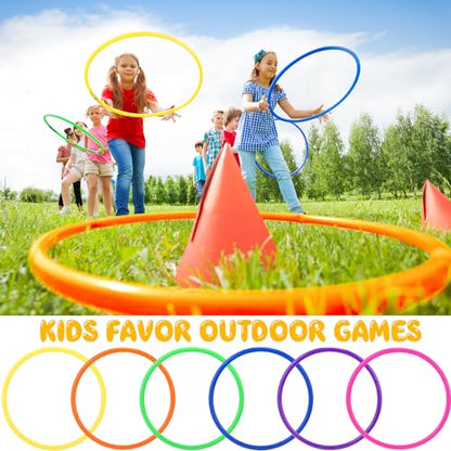 48 Pcs Multicolor Plastic Rings for Ring Toss Game Carnival Outdoor Game for Kids Activity Games Speed Agility Practice Carnival Party