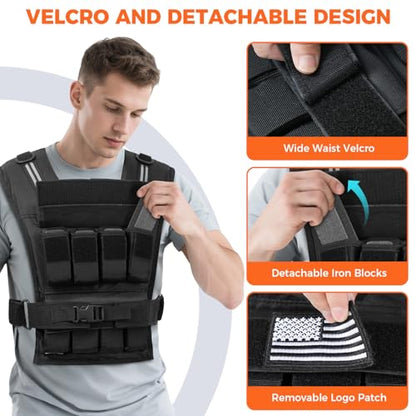 BAGAIL Weighted Vest Men, 20lb/30lb/40lb Adjustable Weight Vest for Woman with Removable Iron Weights, Women’s Rucking Vest for Walking, Workout, Running, Strength Training - size: 20 lb