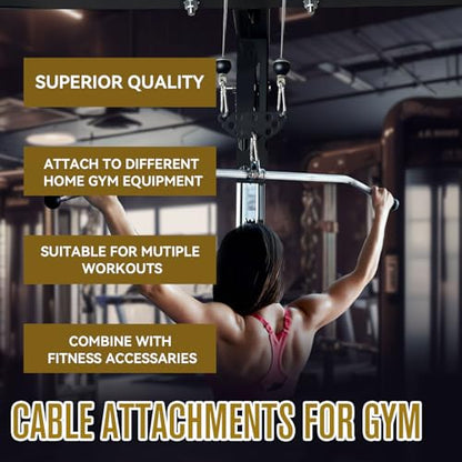 Multi-Grip LAT Pull Down Bar for Home Gym Fitness, Spreader Plate LAT Pulldown Attachments for Pulley System Cable Machine, Double to Single Cable Attachment Exercise Handle