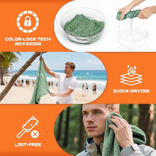 Microfiber Sweat Towel, Quick Dry Negative Ions 3 Pack 27x55 in - color: Green, size: 27 inch X 55 inch