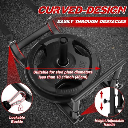 Medium-sized Weight Sled, Adjustable Height Workout Fitness Sled for Speed Training, Push and Pull Sleds for Exercise, Suitable for 1" & 2" Weight Plate, Applicable to Multiple Scenarios
