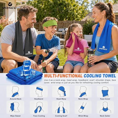 4 Pack Cooling Towels, Instant Cooling Neck Wraps, Ice Towel | 40" x 12" Soft Breathable Microfiber Chilly Towel for Face & Neck, Ideal for Gym, Yoga, Golf, Running, Camping & Hot Weather - color: 2 Dark Blue, 2 Green