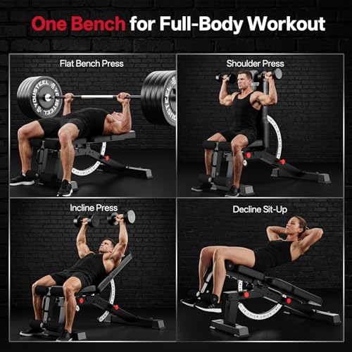 JOROTO Adjustable Weight Bench, 1500LB Heavy Duty Bench Press, Workout Bench for Home Gym Strength Training Exercise, Flat Incline Decline Sit Up Bench for Full Body Exercise
