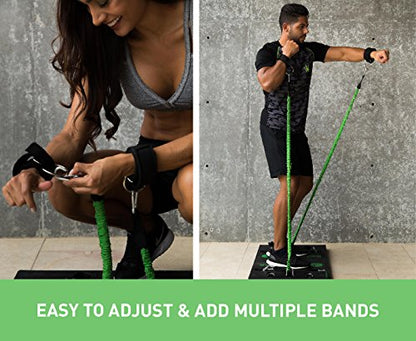 BodyBoss Home Gym 2.0 - Full Portable Gym Home Workout Package + 2 Extra Bands, Green