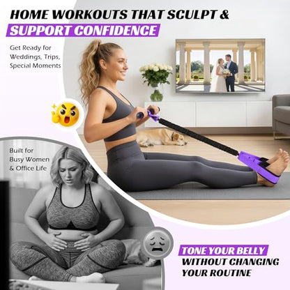 Multifunction Pedal Resistance Band with Handle, Upgraded Exercise Equipment with Soft Foot Pedal for Sit Up & Full-Body Home Gym Workouts, Core/ABS Training, Pilates, Yoga & Physical Therapy - style: 2-Purple-60LBS