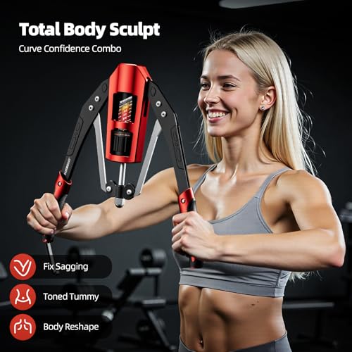 EAST MOUNT Twister Arm Exerciser - Adjustable 22-440lbs Hydraulic Power, Home Chest Expander, Shoulder Muscle Training Fitness Equipment, Arm Enhanced Exercise Strengthener - color: Black&Red