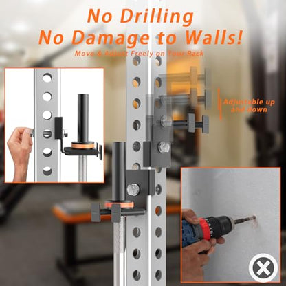 Barbell Holder for 2x2 & 3x3 Power Racks, No Drilling Required – Heavy-Duty Steel Barbell Storage Rack with Protective Padding, Fits 5/8''-1'' Holes – Secure & Space-Saving Gym Equipment Organizer