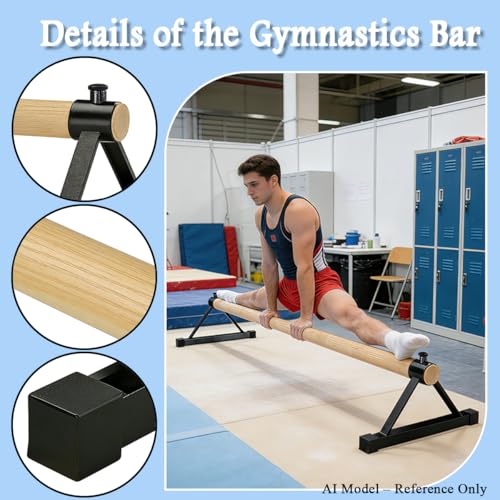 Gymnastics Pirouette Bars,Floor Bar Gymnastics for Handstands Trainings,Secure Non Slip Wooden Gymnastics Bar for Gymnast Training,Gymnastics Pirouette Bar for Youth Gymnastics Training