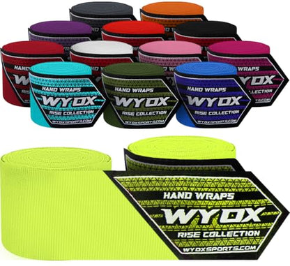 WYOX Gel Boxing Hand Wraps for Men Women – Elasticated Padded Long Wrist Straps Cotton & Nylon Blend for Muay Thai MMA, Kickboxing, BJJ Combat Sports Training