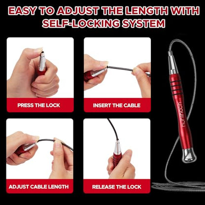 Speed Weighted Jump Rope with Secure Lock Mechanism, 360° Smooth Swivel, Non-Slip Matte Textured Handles, Features 2 Performance Cords for Effective Fitness Workouts