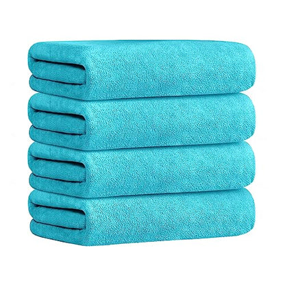 JML Bath Towel, Microfiber Bath Towels Set 4 Pack (30" x 60") - Large Size, Extra Absorbent, Quick Drying, Multipurpose Use as Bath Fitness Towel, Sports Towels, Yoga Towel, Aquamarine