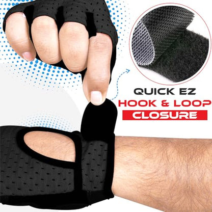 Weight Lifting Gym Gloves Fitness Workout Breathable Ladies Gloves Non-Slip Silicone Padded Palm Protection Elasticated Strength Training Equipment Half Finger Exercise