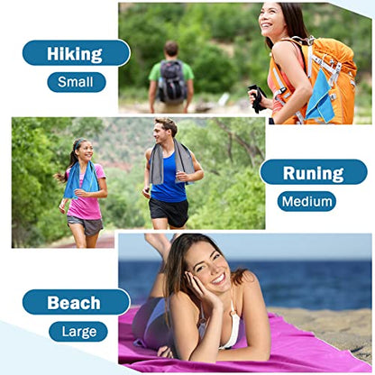 4 Pack Microfiber Camping Towel - Quick Dry Towel 3 Size 4 Black Mesh Bags 12 Travel Towels for Beach Camping Hiking Yoga Swim Sports Backpacking