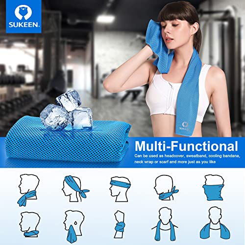 Sukeen 4 Pack Cooling Towels (40"x 12"), Cooling Neck Wraps, Soft Ice Towel - color: Grey/Grey/Blue/Blue