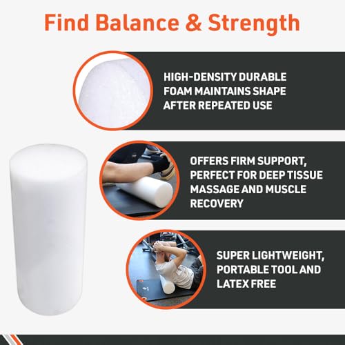 Body Sport Foam Roller, Full Round 6 in. x 18 in. – Lightweight & Durable for Flexibility, Strengthening & Rehab – High-Density Foam for Muscle Reeducation, Spinal Stabilization & Pressure Relief - size: Full Round 6 x 18 in