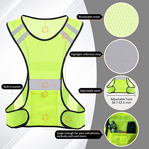 TCCFCCT Reflective Running Vest, High Visibility Running Gear with Large Pocket - color: 1 Pack Mesh Yellow