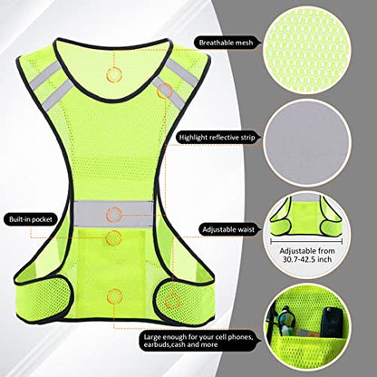 TCCFCCT Reflective Running Vest, High Visibility Running Gear with Large Pocket - color: 1 Pack Mesh Yellow