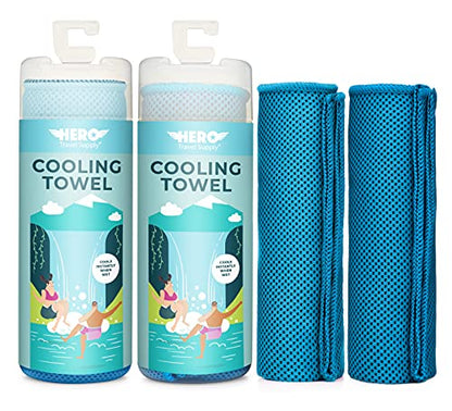 Hero Cooling Towels for Neck & Face (2 Pack), Microfiber Towels for Travel - color: Blue/Blue