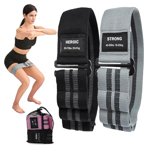 Adjustable Fabric Resistance Bands for Squats, Glutes & Legs – 5 Levels of Customizable Size, Width & Tension, Non-Slip Booty Bands for Men and Women, Pilates & Yoga Workouts(Medium) - color: gray black