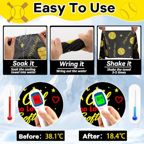 30Pcs Softball Cooling Towels 40 x 12 Inch Softball Towel Microfiber Breathable Chilly Sport Rags Absorbent Sweat Washcloth Sport Team Gifts Workout Ice Towel for Athletes Coach Gym Party Favors - style: Softball