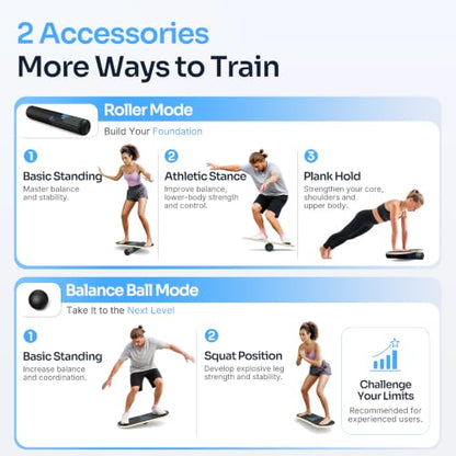 Sportneer Balance Board, 7-Mode Balance Trainer with Roller & Ball - color: Blue